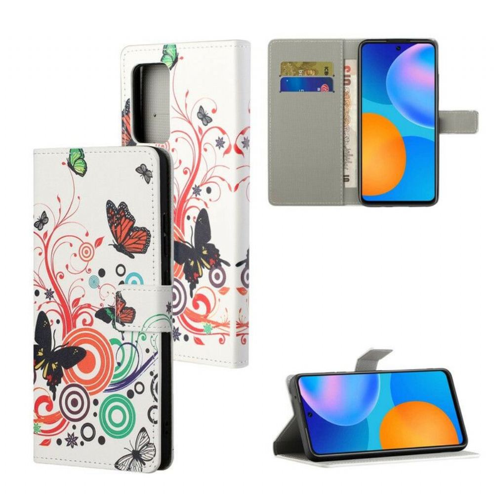 Flipové Pouzdro Na Poco M3 Pro 5G Motýli