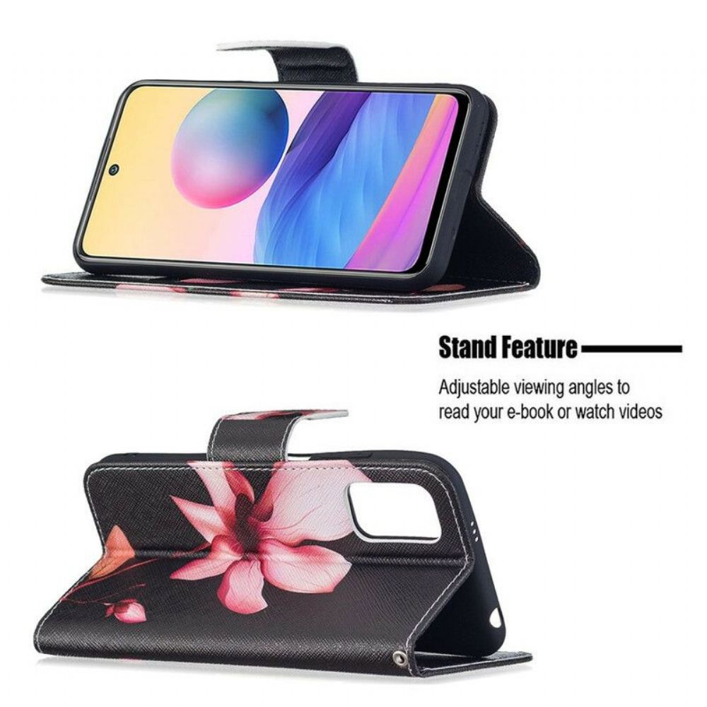 Kožené Pouzdro Na Poco M3 Pro 5G Růžový Květ