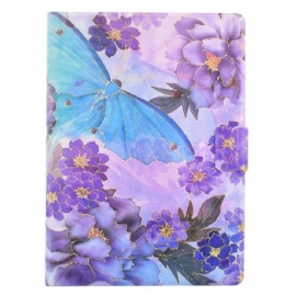 Kožený Kryt Na Samsung Galaxy Tab S11 Pivoňky A Motýli