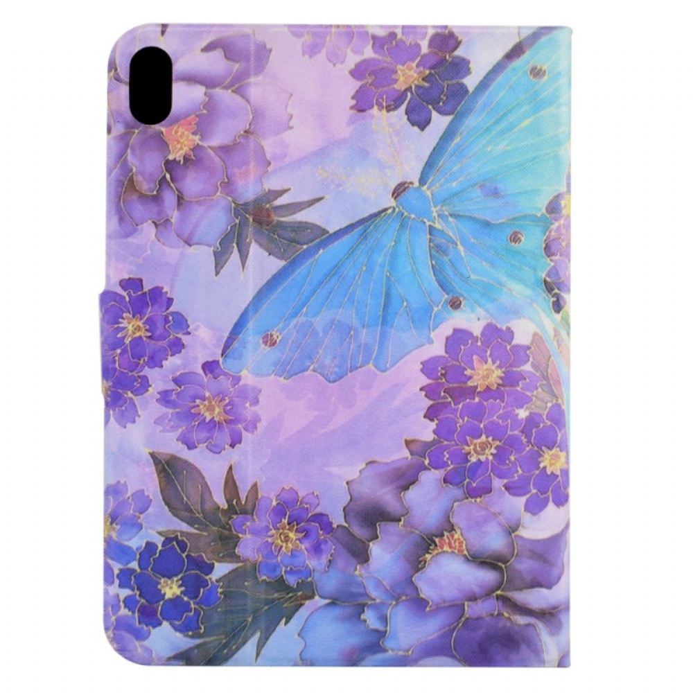 Kožený Kryt Na Samsung Galaxy Tab S11 Pivoňky A Motýli