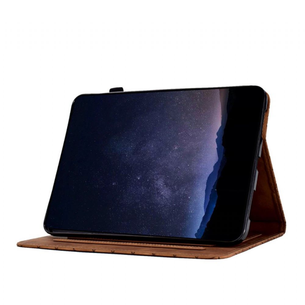 Kožený Kryt Samsung Galaxy Tab S11 Geometrický Vzor S Efektem Semiše