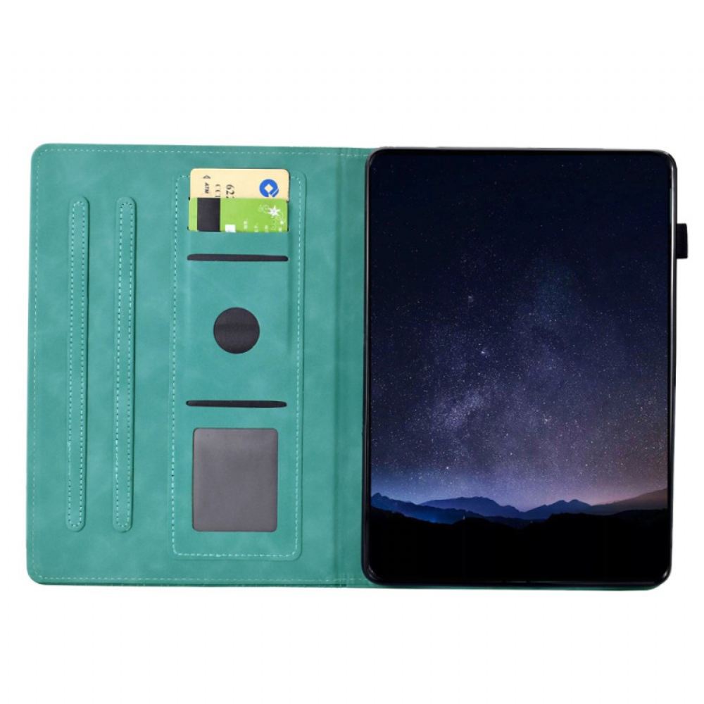 Kožený Kryt Samsung Galaxy Tab S11 Kočičí Scéna S Efektem Semiše