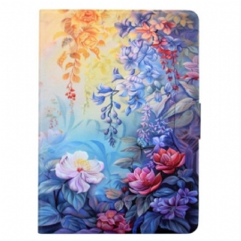 Kožený Kryt Samsung Galaxy Tab S11 Květinová Malba