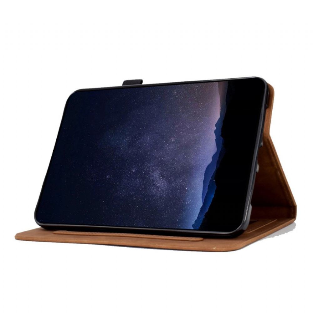 Kožený Kryt Samsung Galaxy Tab S11 Semišový Květinový A Motýlí Efekt