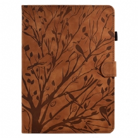 Kožený Kryt Samsung Galaxy Tab S11 Semišový Větvičkový Efekt