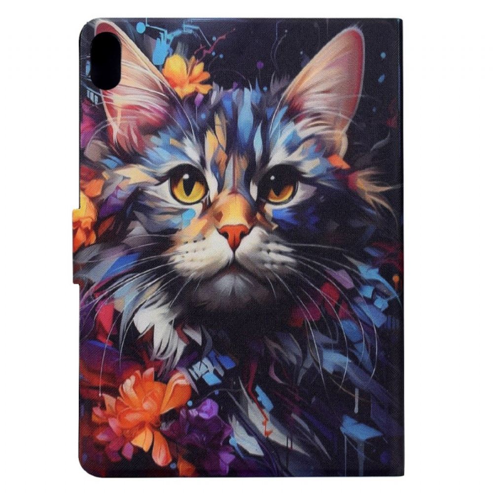 Kožený Kryt Samsung Galaxy Tab S11 Umělecká Kočka