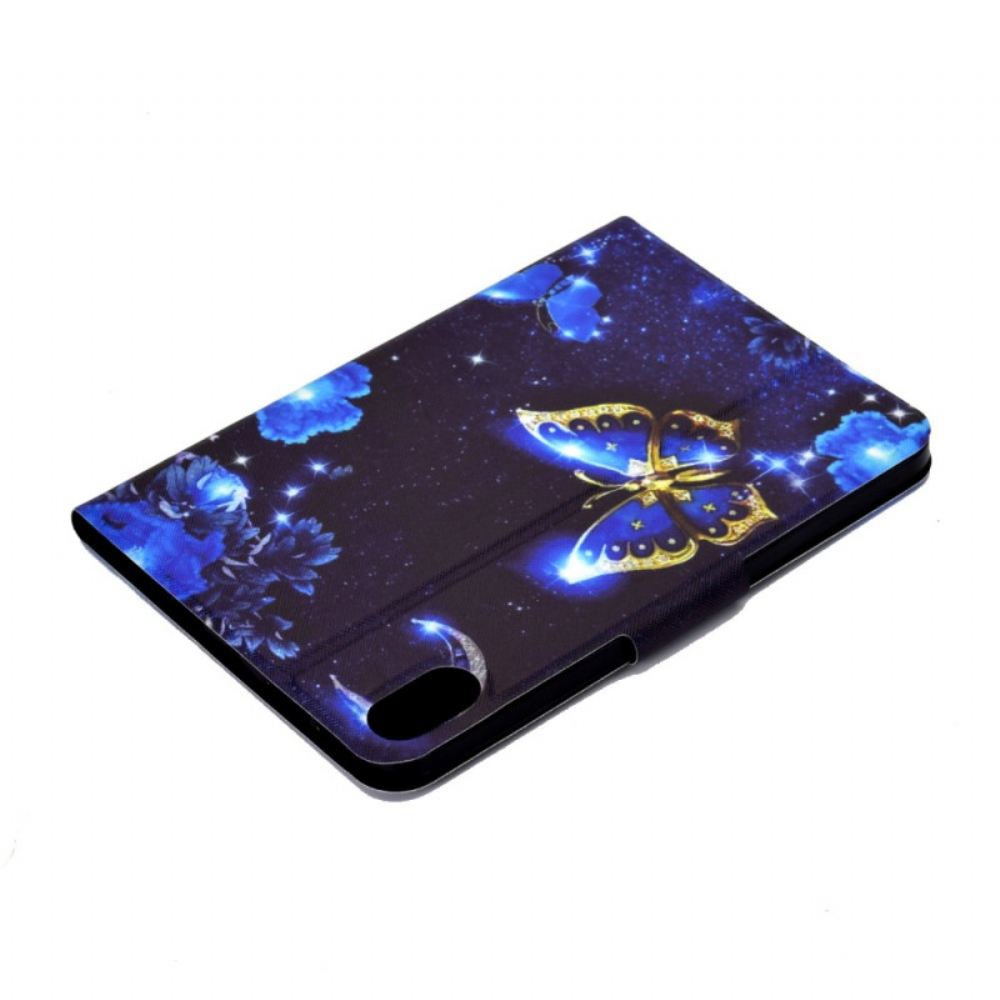 Peněženková Pouzdra Samsung Galaxy Tab S11 Kryty Na Mobil Modrý A Zlatý Motýl