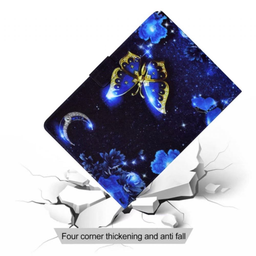 Peněženková Pouzdra Samsung Galaxy Tab S11 Kryty Na Mobil Modrý A Zlatý Motýl