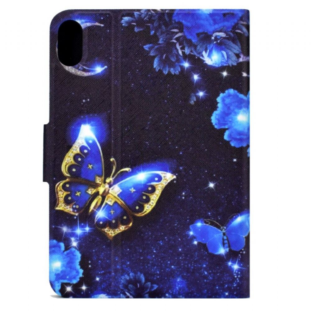 Peněženková Pouzdra Samsung Galaxy Tab S11 Kryty Na Mobil Modrý A Zlatý Motýl