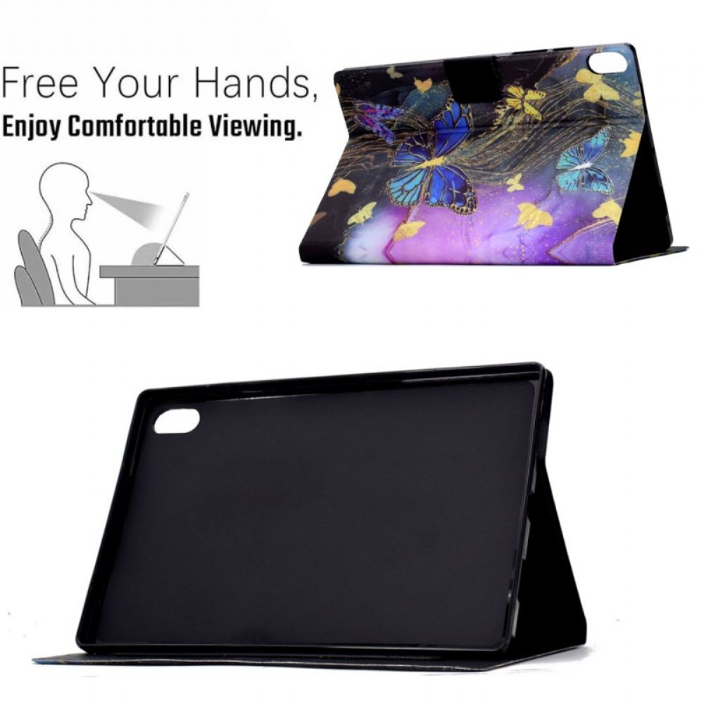 Peněženková Pouzdra Samsung Galaxy Tab S11 Zlatí A Barevní Motýli