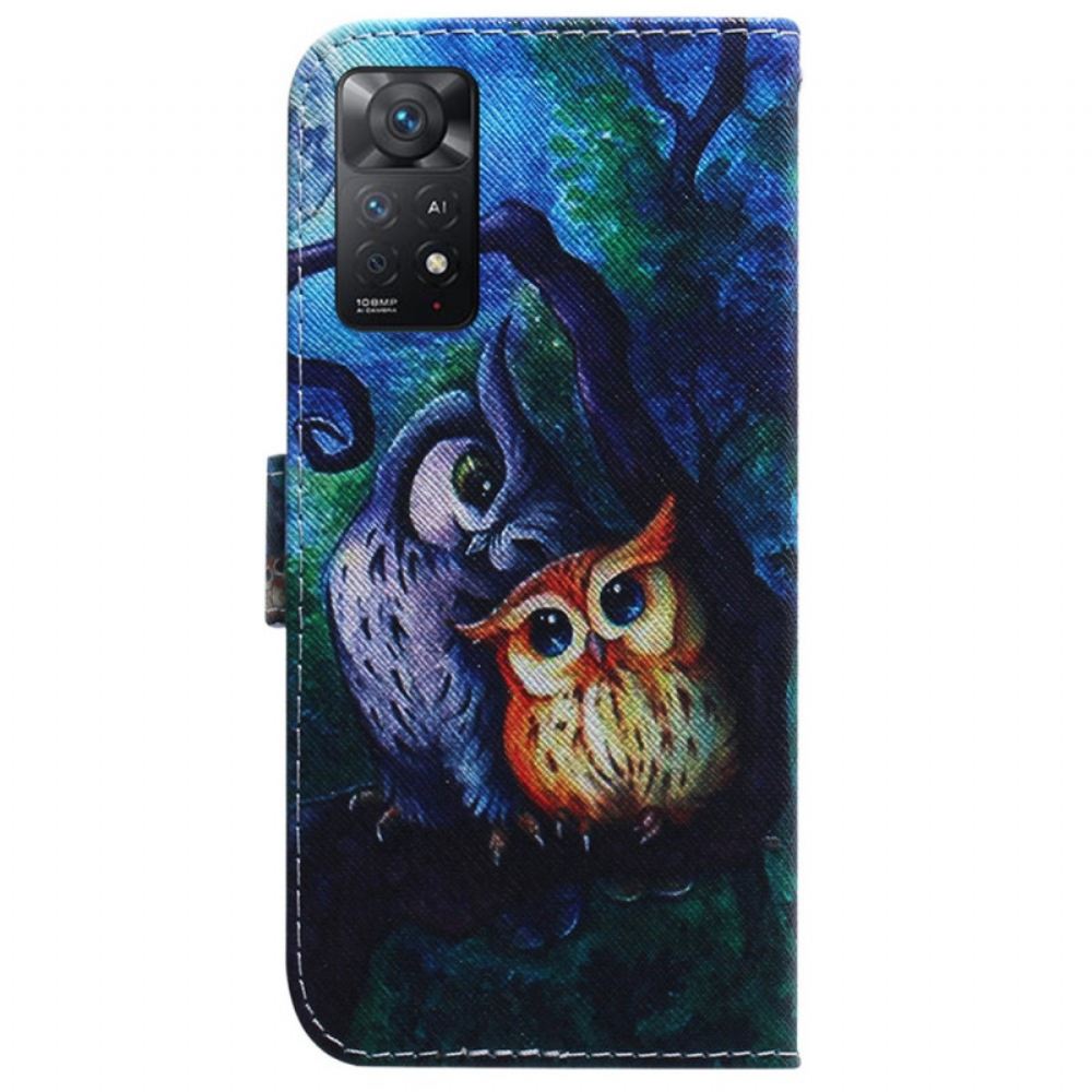 Flipové Pouzdro Na Xiaomi Redmi Note 11 Pro 4G / 5G Malování Sov