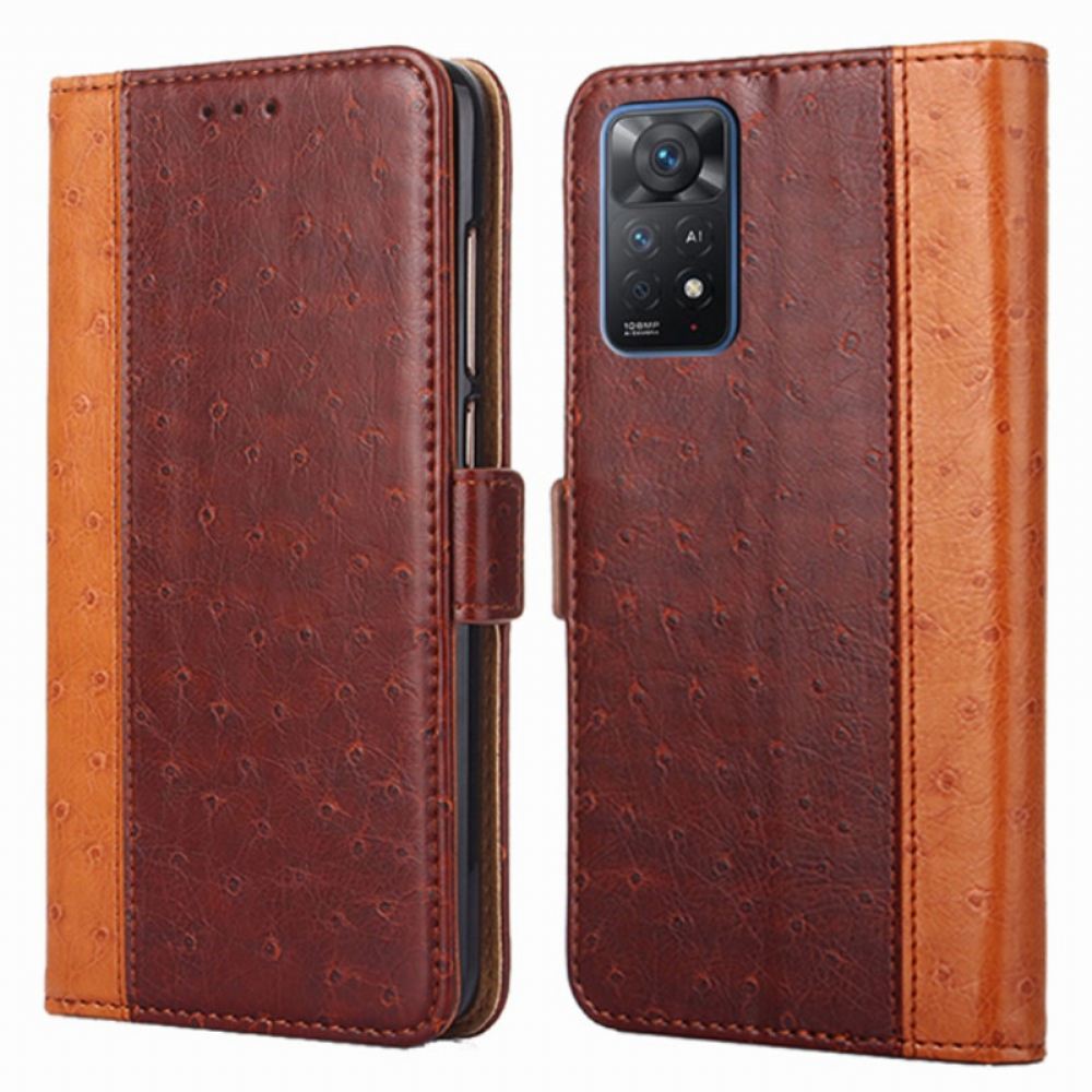Flipové Pouzdro Na Xiaomi Redmi Note 11 Pro 4G / 5G Textura Pštrosí Kůže