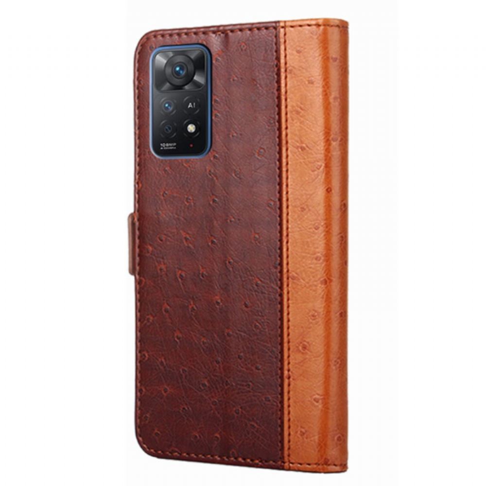 Flipové Pouzdro Na Xiaomi Redmi Note 11 Pro 4G / 5G Textura Pštrosí Kůže
