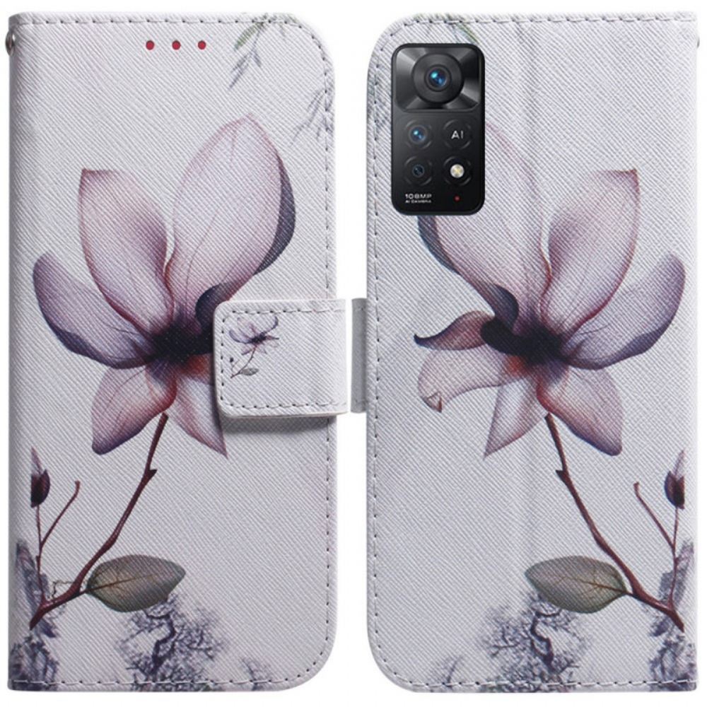 Flipové Pouzdro Na Xiaomi Redmi Note 11 Pro 4G / 5G Zaprášený Růžový Květ
