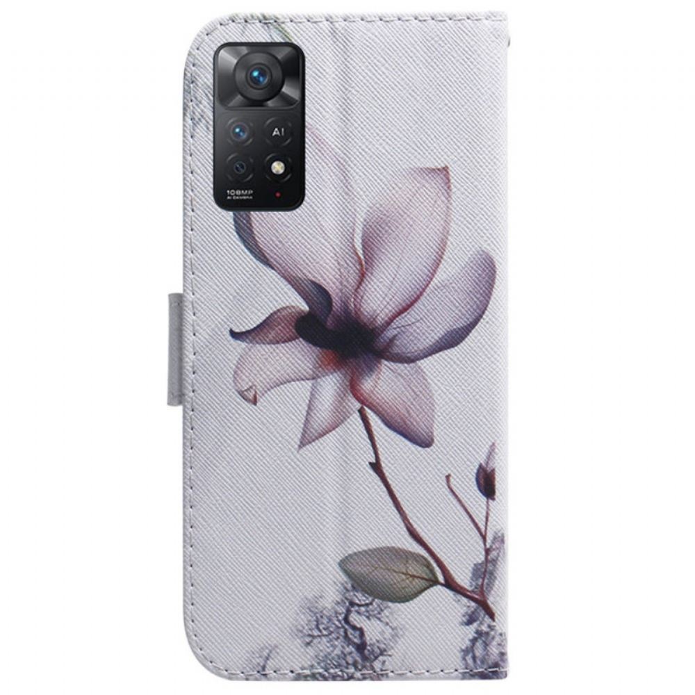 Flipové Pouzdro Na Xiaomi Redmi Note 11 Pro 4G / 5G Zaprášený Růžový Květ