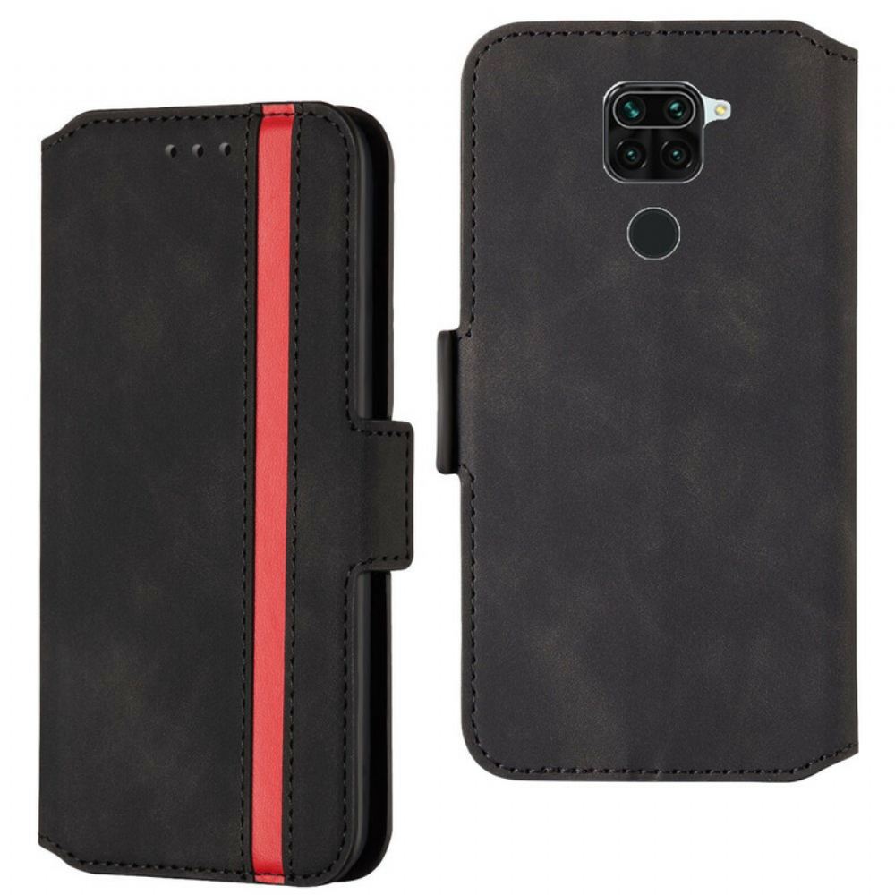 Flipové Pouzdro Na Xiaomi Redmi Note 9 Dvoubarevná Svislá Čára