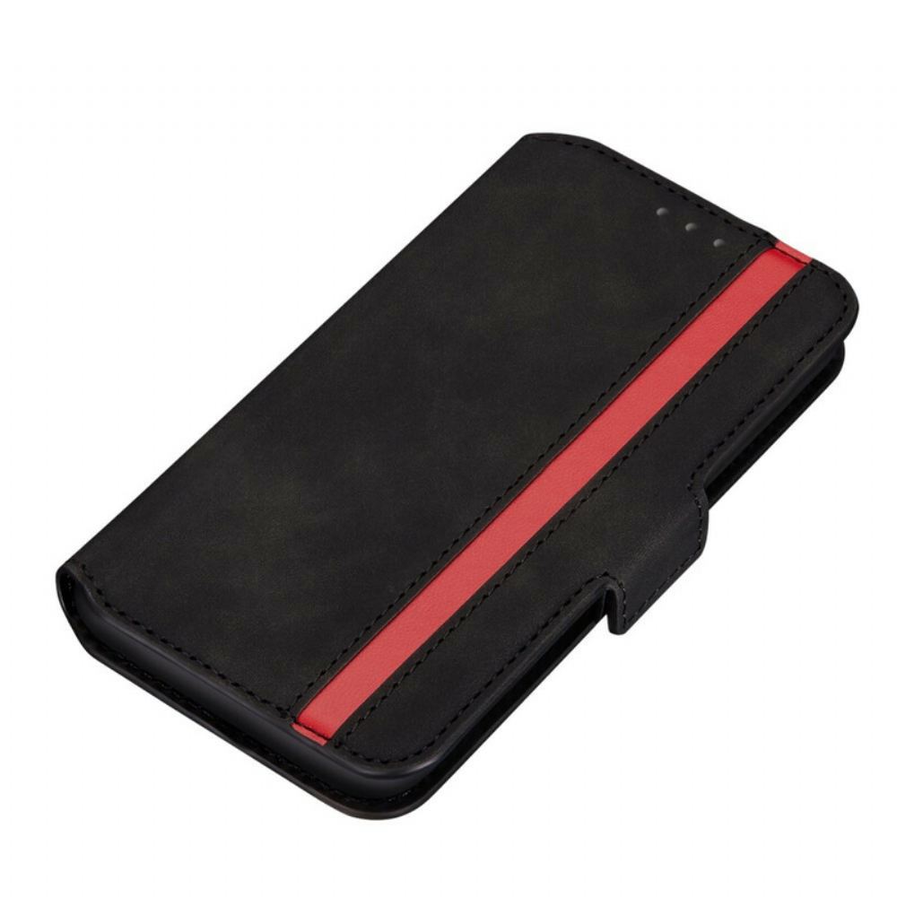 Flipové Pouzdro Na Xiaomi Redmi Note 9 Dvoubarevná Svislá Čára