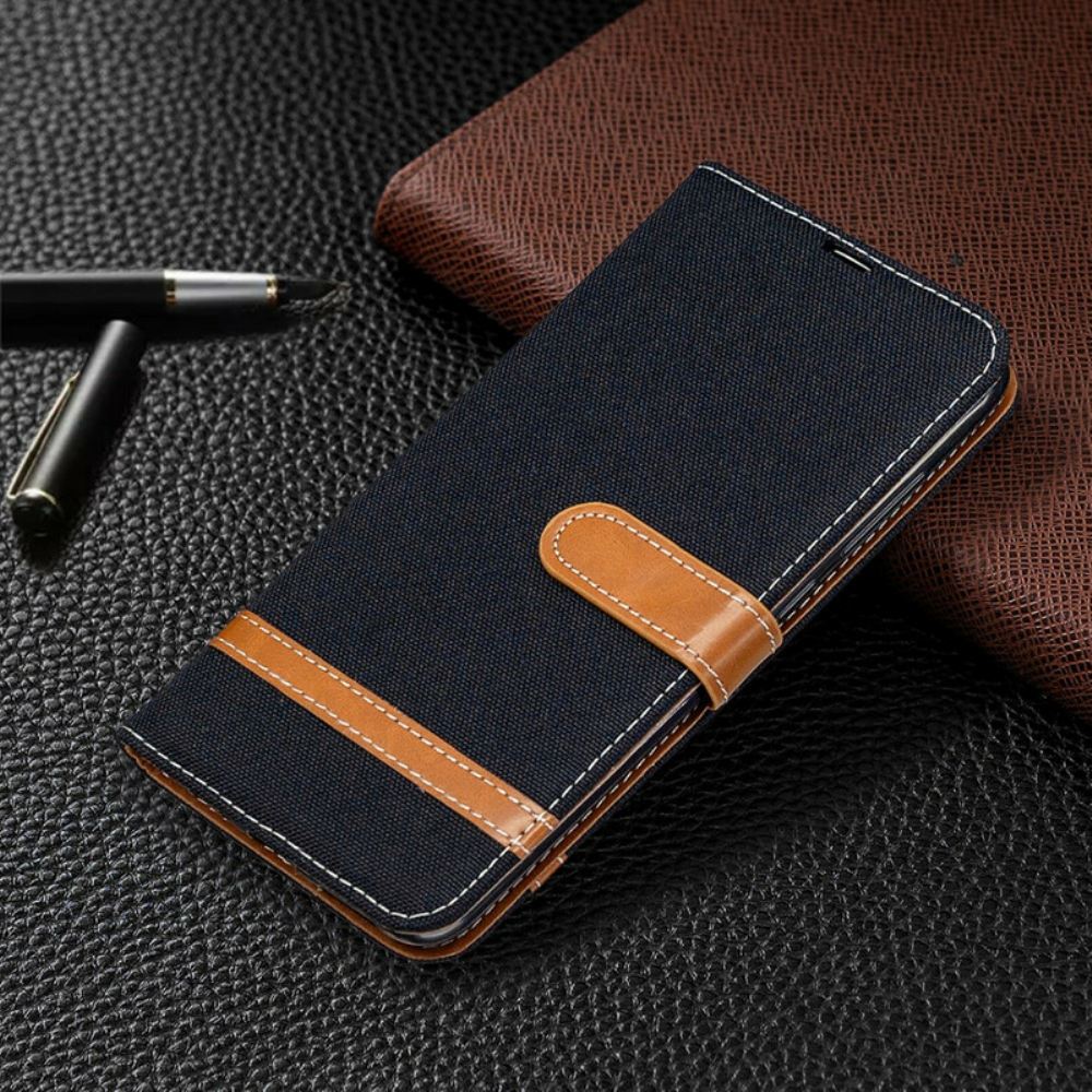 Flipové Pouzdro Na Xiaomi Redmi Note 9 Efekt Látky A Kůže