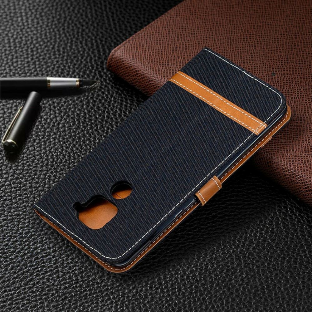 Flipové Pouzdro Na Xiaomi Redmi Note 9 Efekt Látky A Kůže
