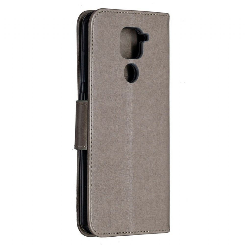 Flipové Pouzdro Na Xiaomi Redmi Note 9 Kožené Pouzdro Motýlci A Šikmá Klapka