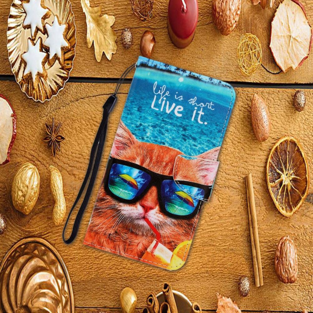 Flipové Pouzdro Na Xiaomi Redmi Note 9 Na Lana Cat Live It Strappy