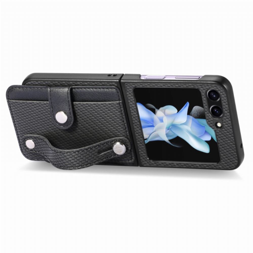 Kryt Na Samsung Galaxy Z Flip 5 Držák A Popruh Z Uhlíkových Vláken