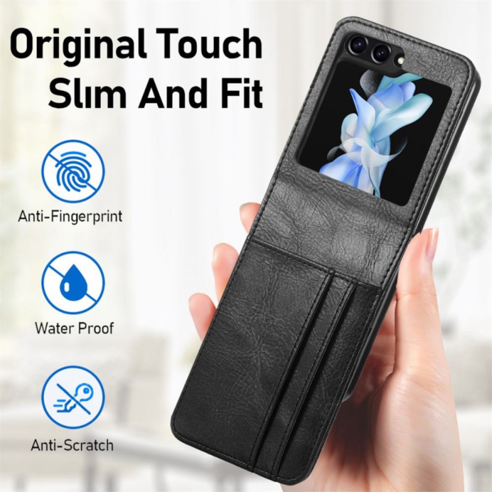 Kryt Na Samsung Galaxy Z Flip 5 Kožený Držák Na Karty