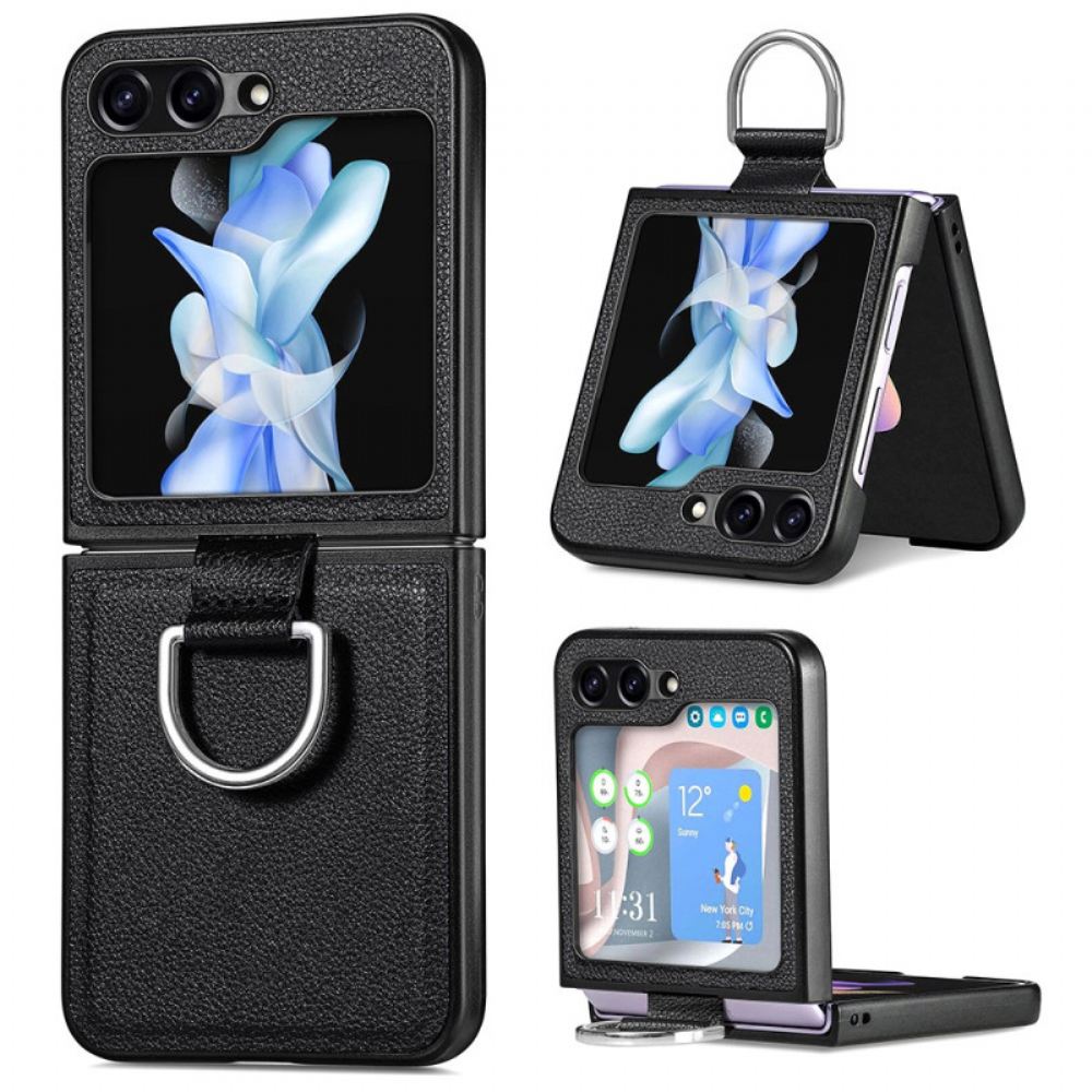 Kryt Na Samsung Galaxy Z Flip 5 Kožený Styl S Prstenem