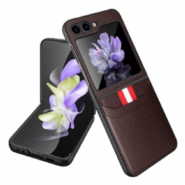 Kryt Samsung Galaxy Z Flip 5 Kožený Držák Na Karty