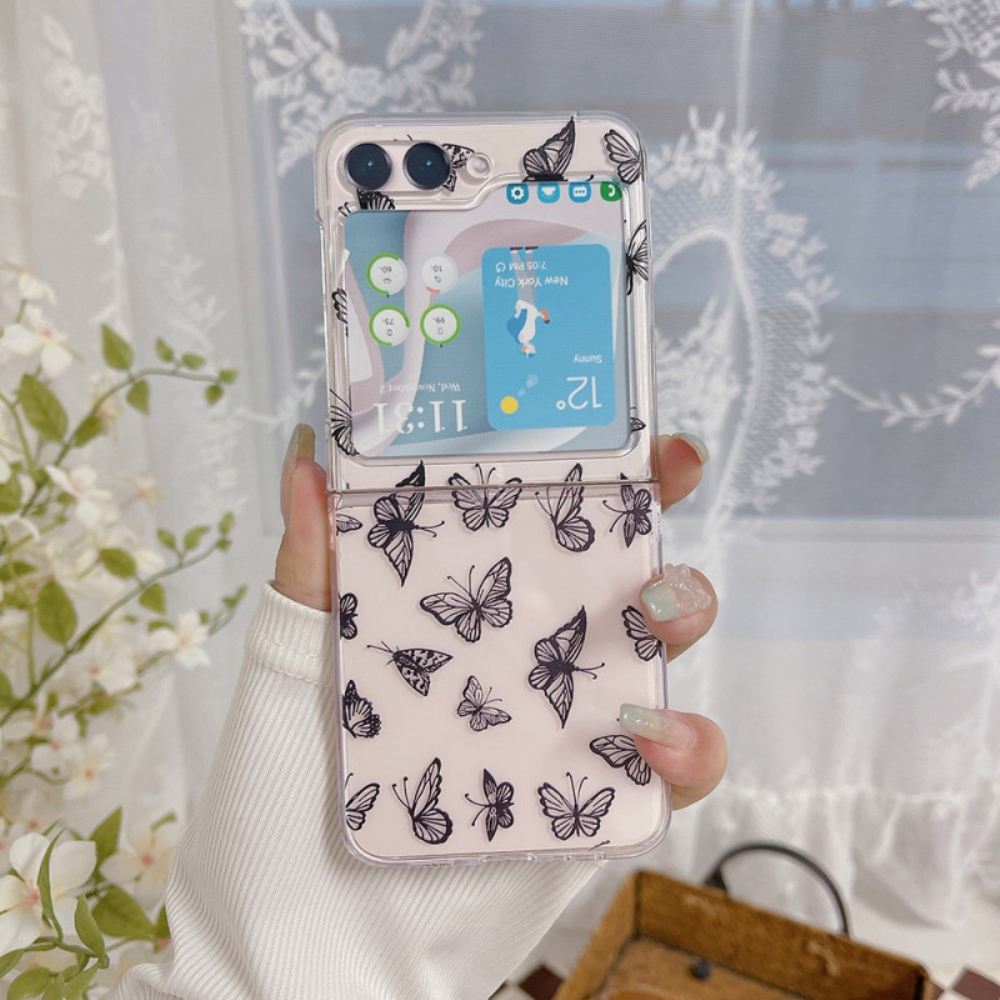 Kryt Samsung Galaxy Z Flip 5 Průhlední Černí Nebo Bílí Motýli
