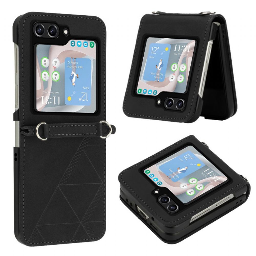 Kryt Samsung Galaxy Z Flip 5 Trojúhelníky Z Umělé Kůže