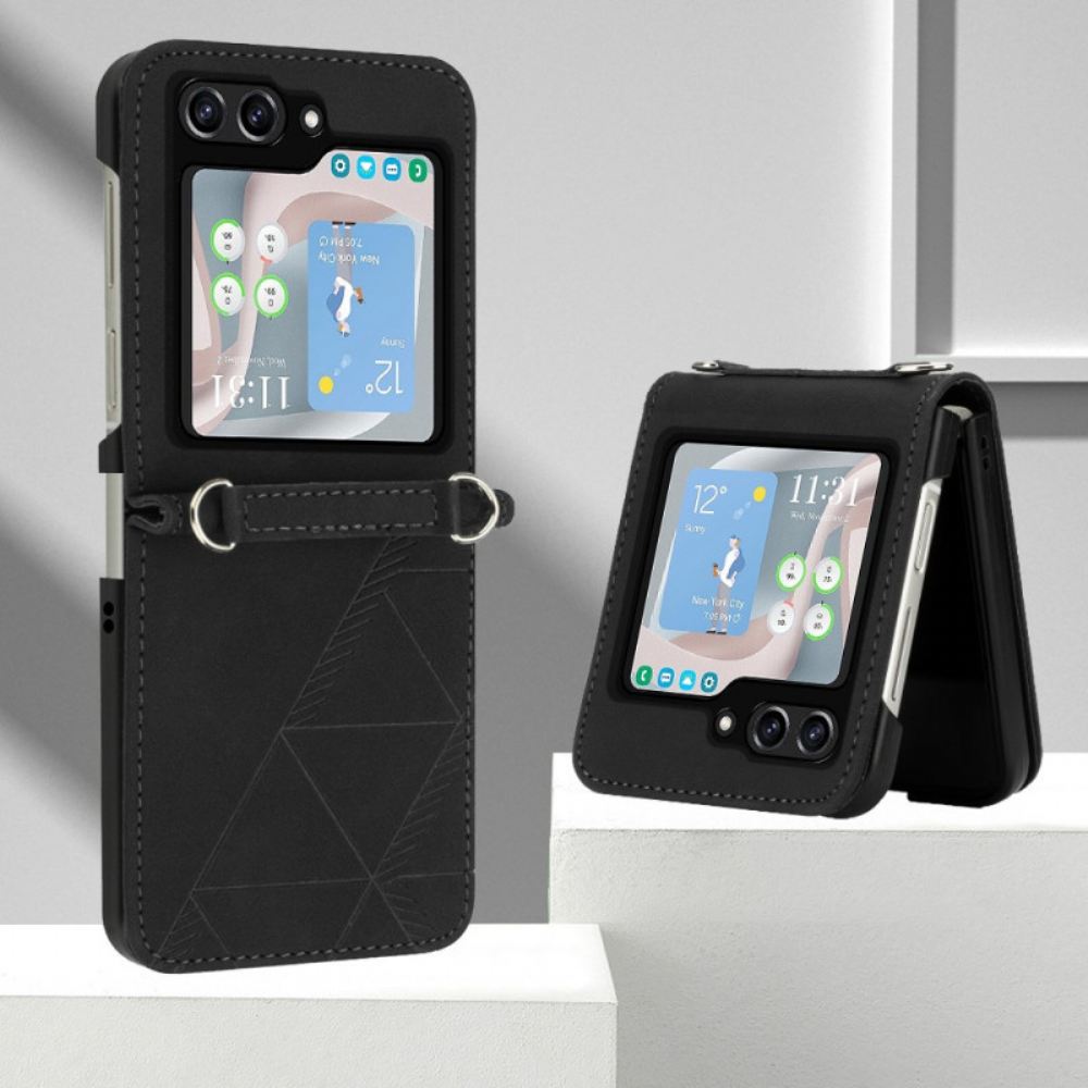 Kryt Samsung Galaxy Z Flip 5 Trojúhelníky Z Umělé Kůže