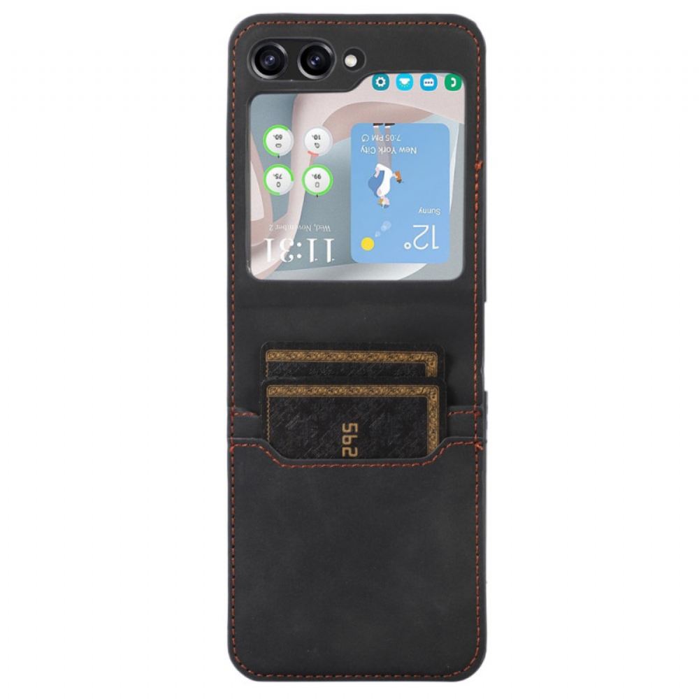 Pouzdro Samsung Galaxy Z Flip 5 Držák Retro Karet S Koženým Efektem