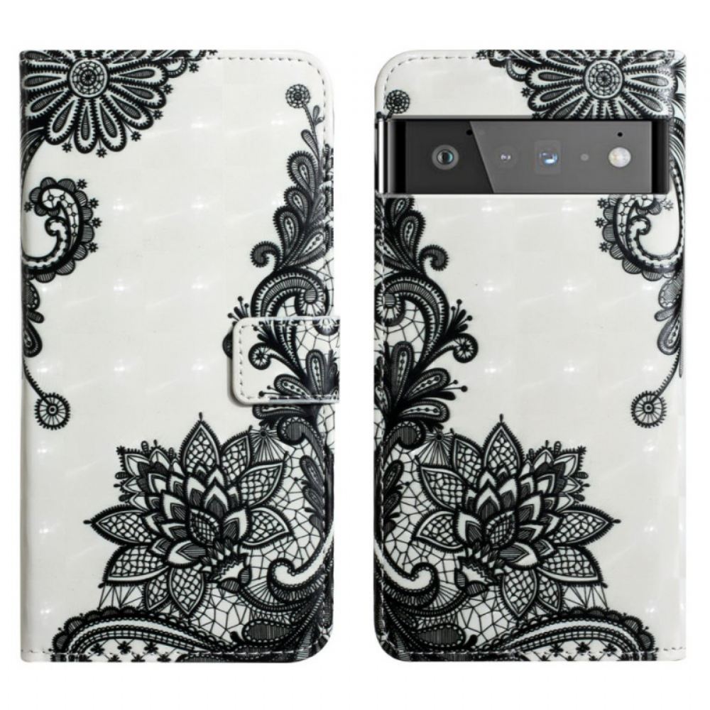 Flipové Pouzdro Na Google Pixel 6 Pro Elegantní Krajka