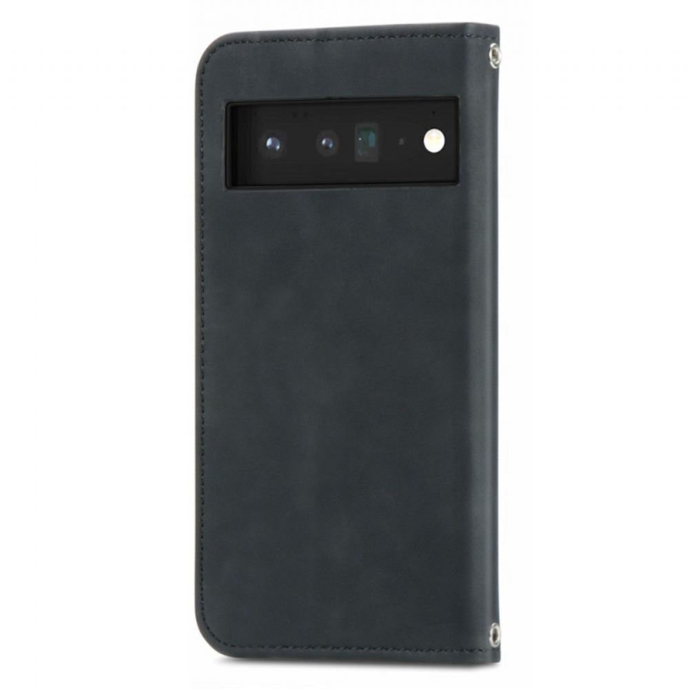 Kryty Na Mobil Na Google Pixel 6 Pro Flipové Pouzdro Vintage Design Na Dotek Pokožky