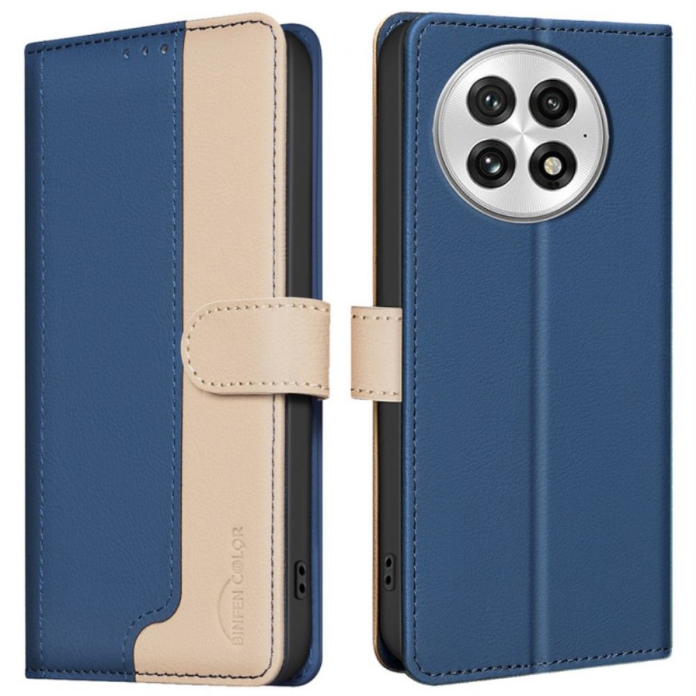 Kožený Kryt Na Oneplus 13 Dvoubarevné S Rfid Blokováním Binfen Color