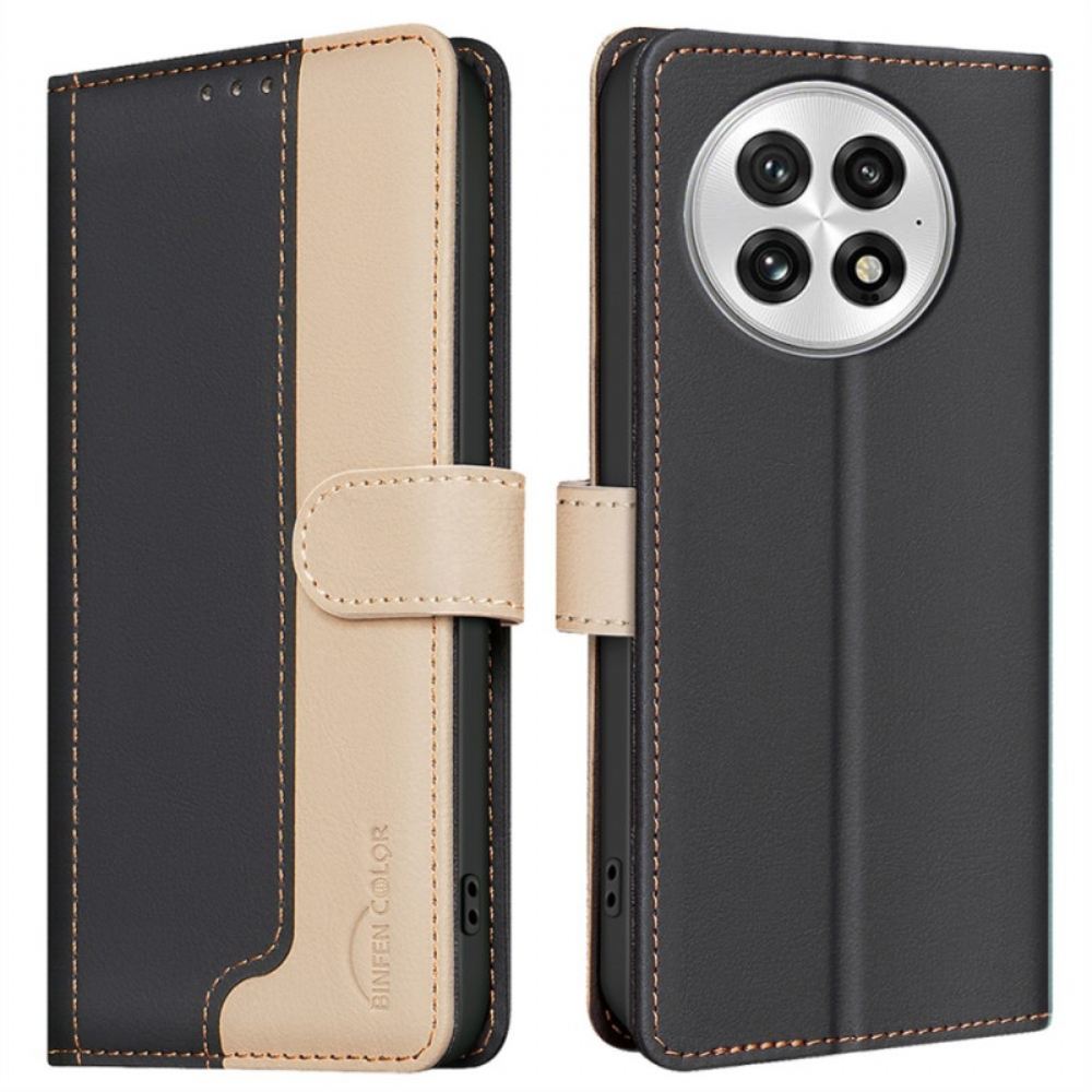 Kožený Kryt Na Oneplus 13 Dvoubarevné S Rfid Blokováním Binfen Color