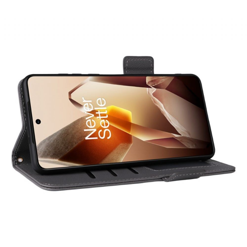 Peněženková Pouzdra Oneplus 13 Kryty Na Mobil Texturovaná Umělá Kůže S Páskem