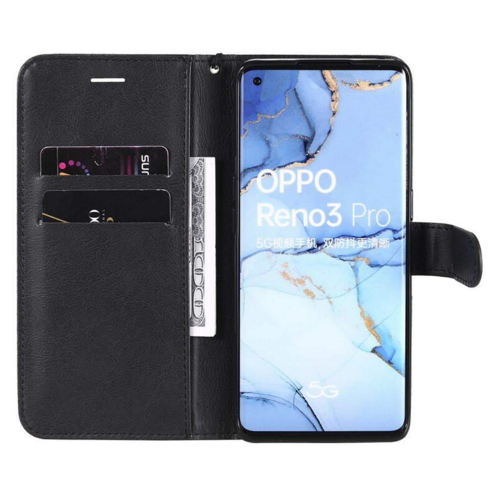 Flipové Pouzdro Na Oppo Find X2 Neo Na Lana Jednobarevný Řemínek Řady