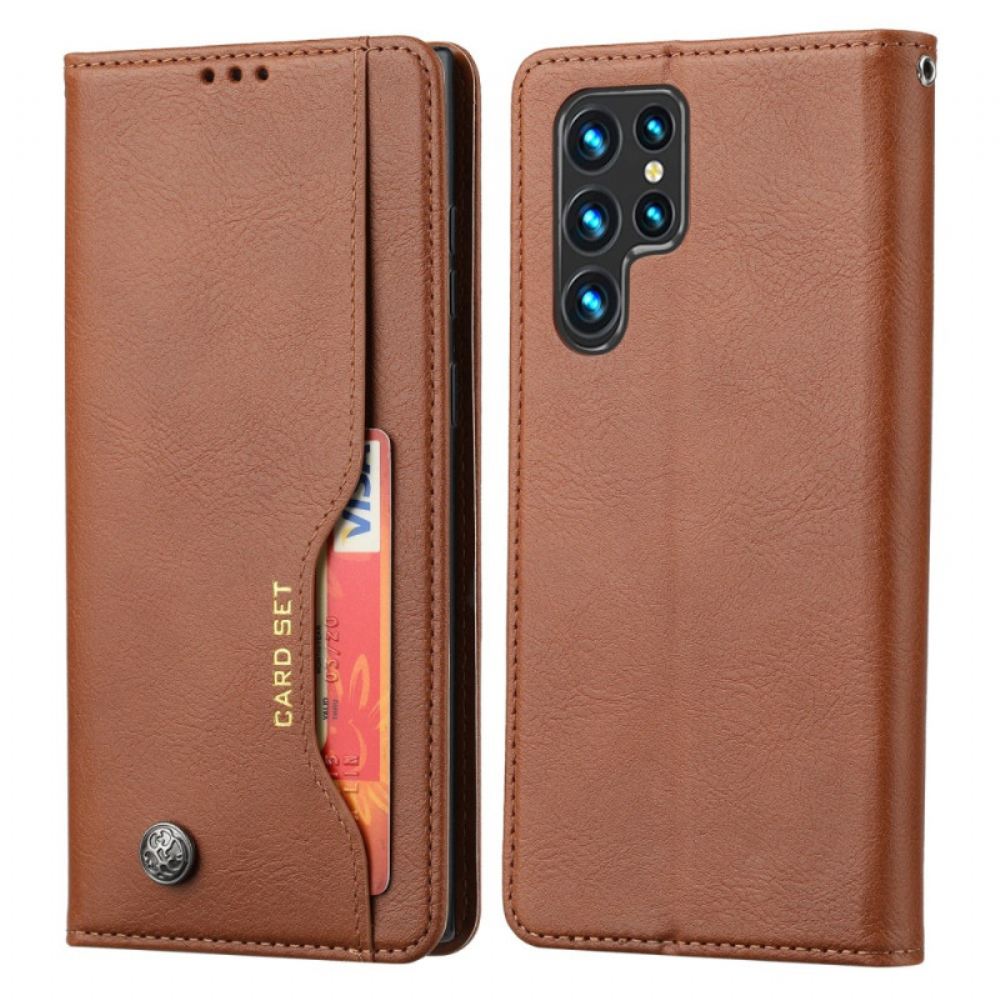 Kožené Pouzdro Folio Samsung Galaxy S24 Ultra 5g Přední Kapsa