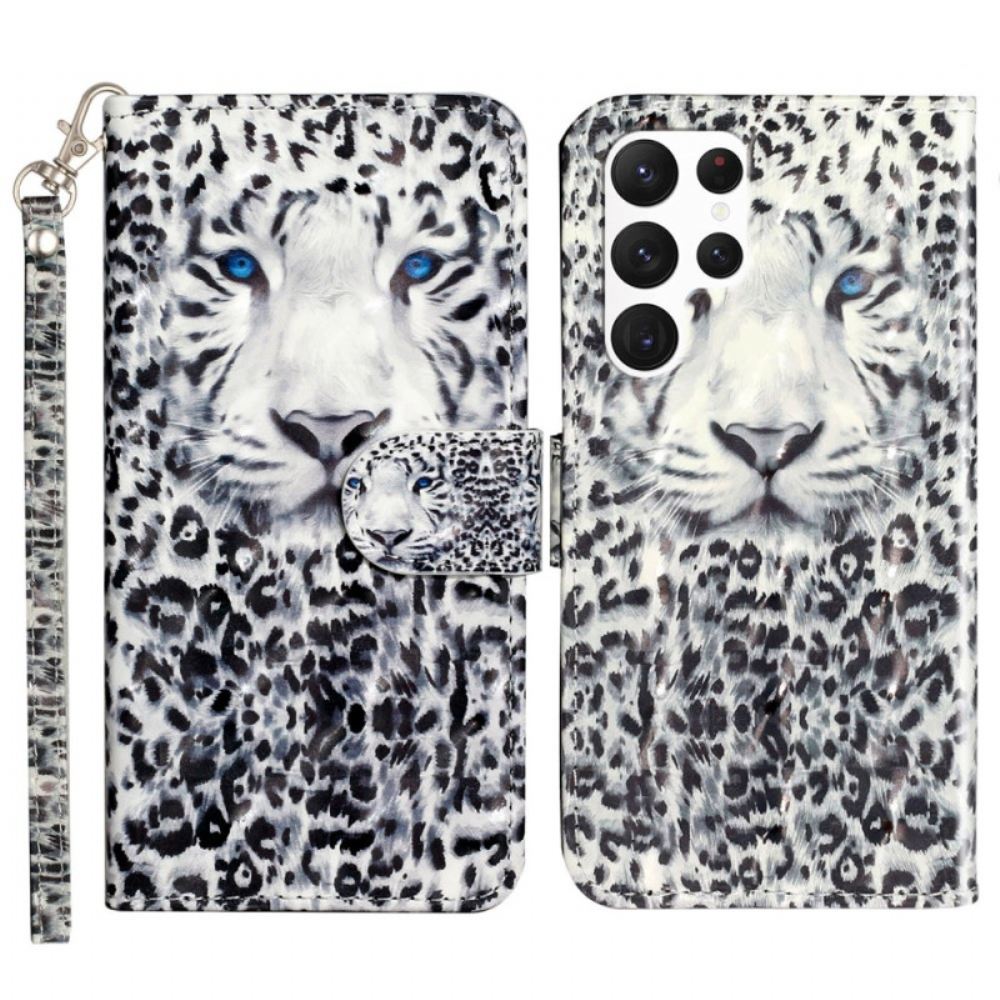 Kožený Kryt Na Samsung Galaxy S24 Ultra 5g Leopard S Popruhem