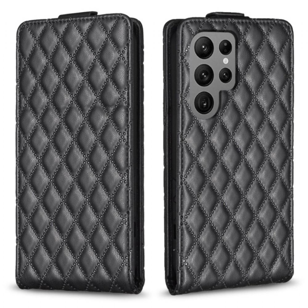 Kožený Kryt Na Samsung Galaxy S24 Ultra 5g Prošívané S Vertikální Chlopní