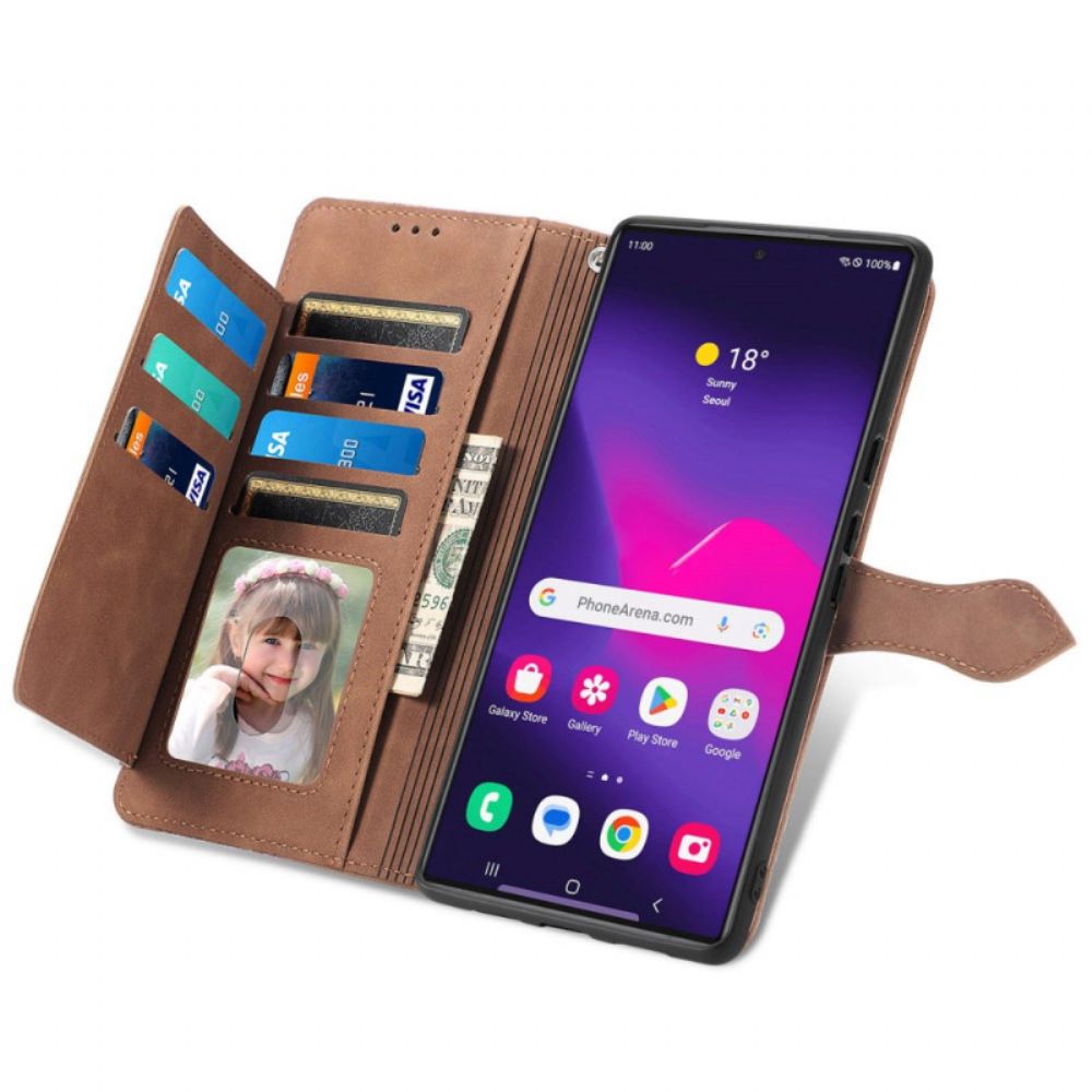 Kožený Kryt Samsung Galaxy S24 Ultra 5g Diskrétní Krajkový Pásek