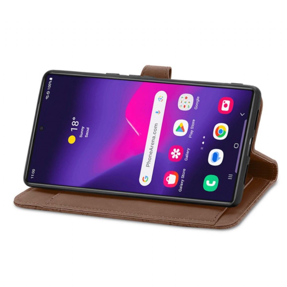 Kožený Kryt Samsung Galaxy S24 Ultra 5g Diskrétní Krajkový Pásek