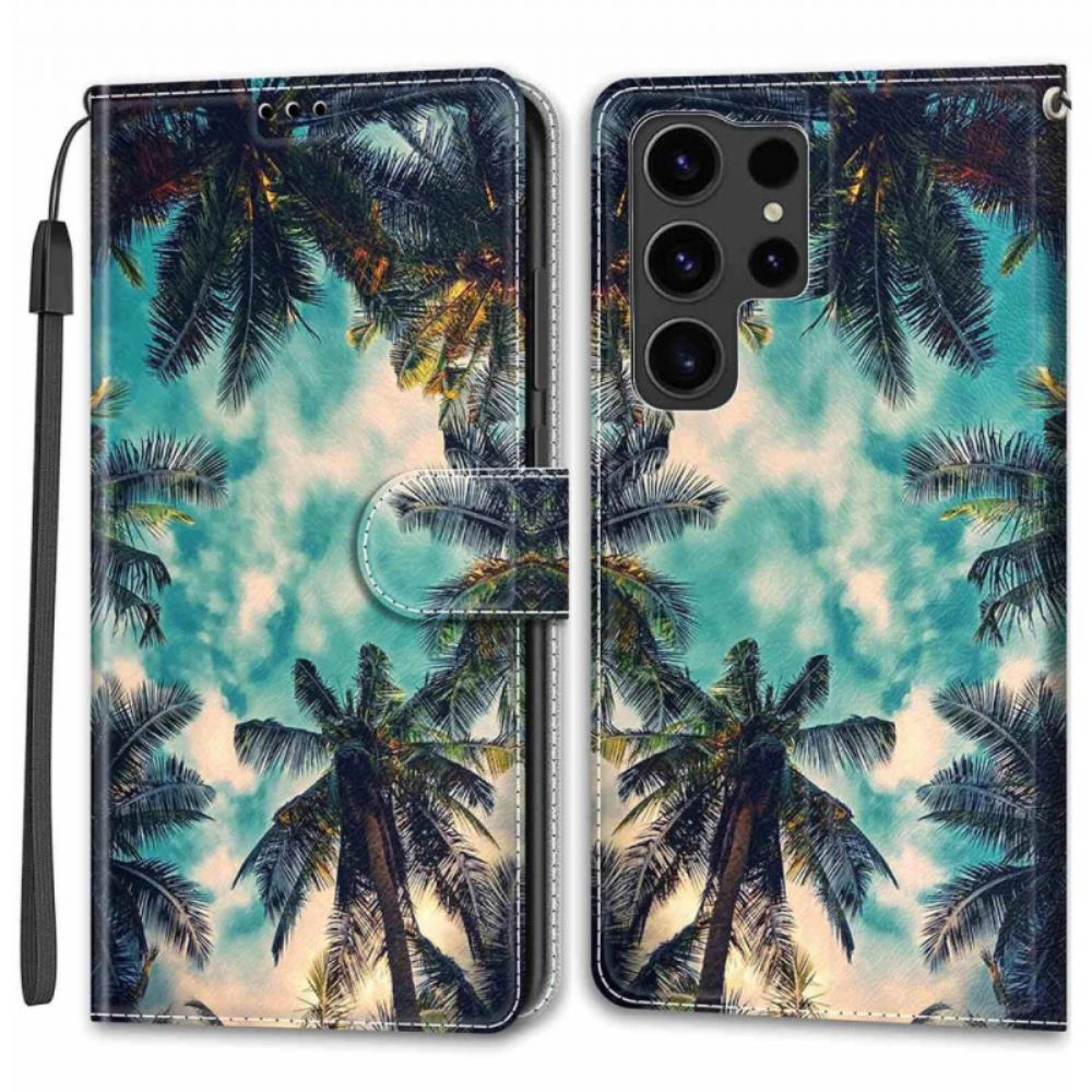 Kožený Kryt Samsung Galaxy S24 Ultra 5g Dlaně Na Popruh
