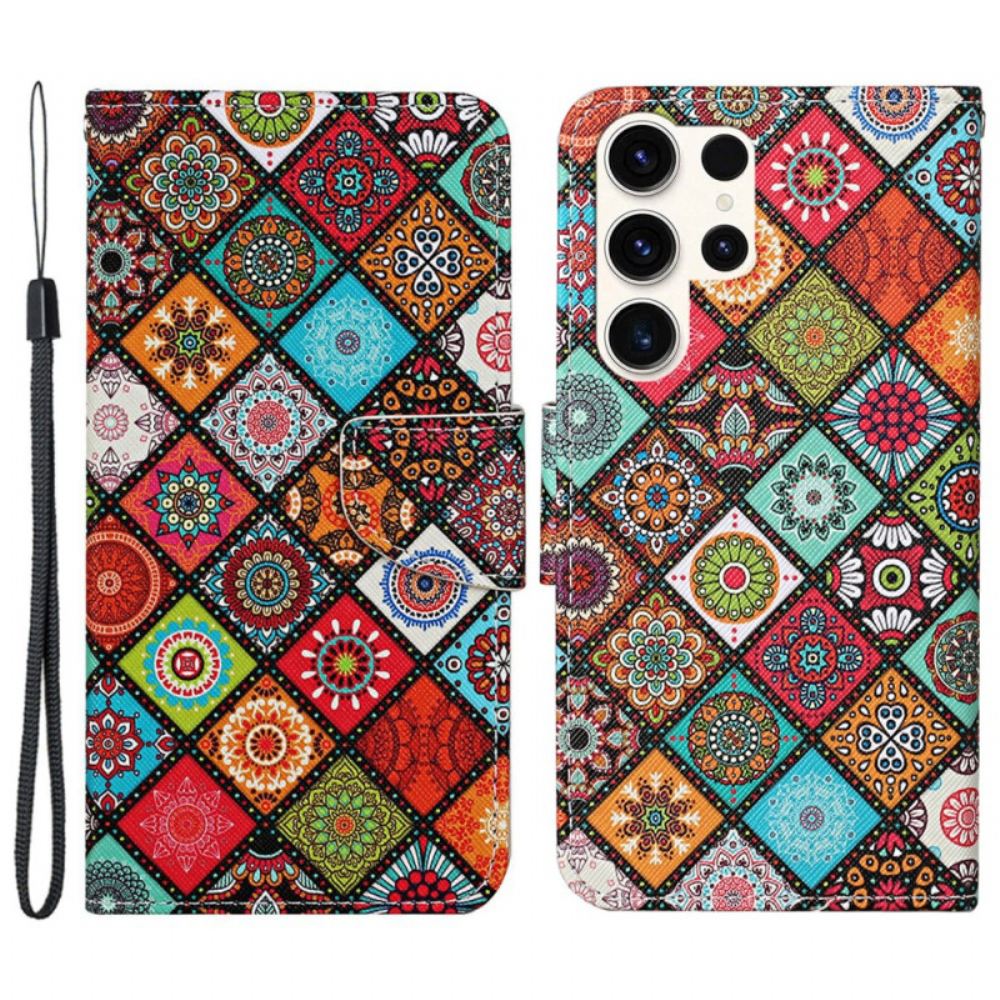 Kožený Kryt Samsung Galaxy S24 Ultra 5g Etnický Styl S Popruhem
