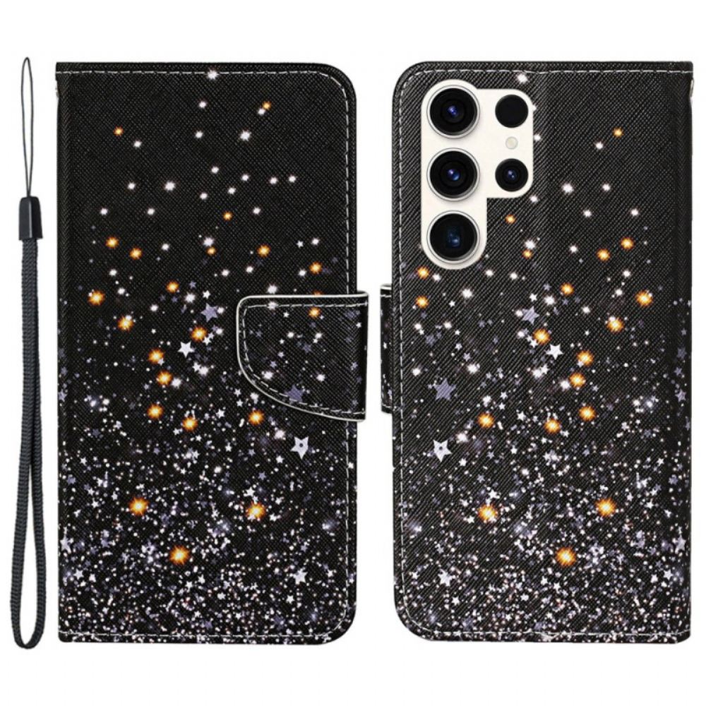 Kožený Kryt Samsung Galaxy S24 Ultra 5g Hvězdy S Řemínkem