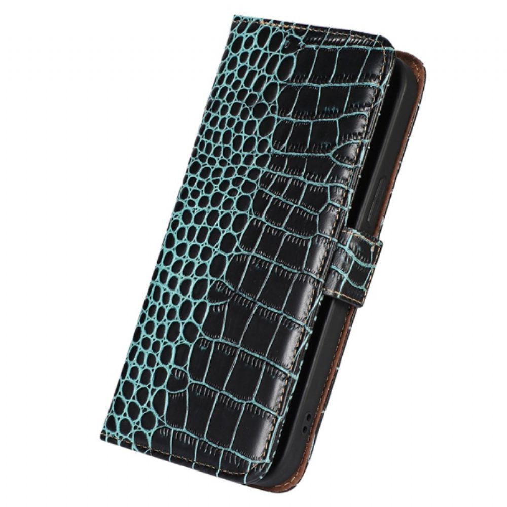 Kožený Kryt Samsung Galaxy S24 Ultra 5g Krokodýlí Styl S Technologií Blokování Rfid