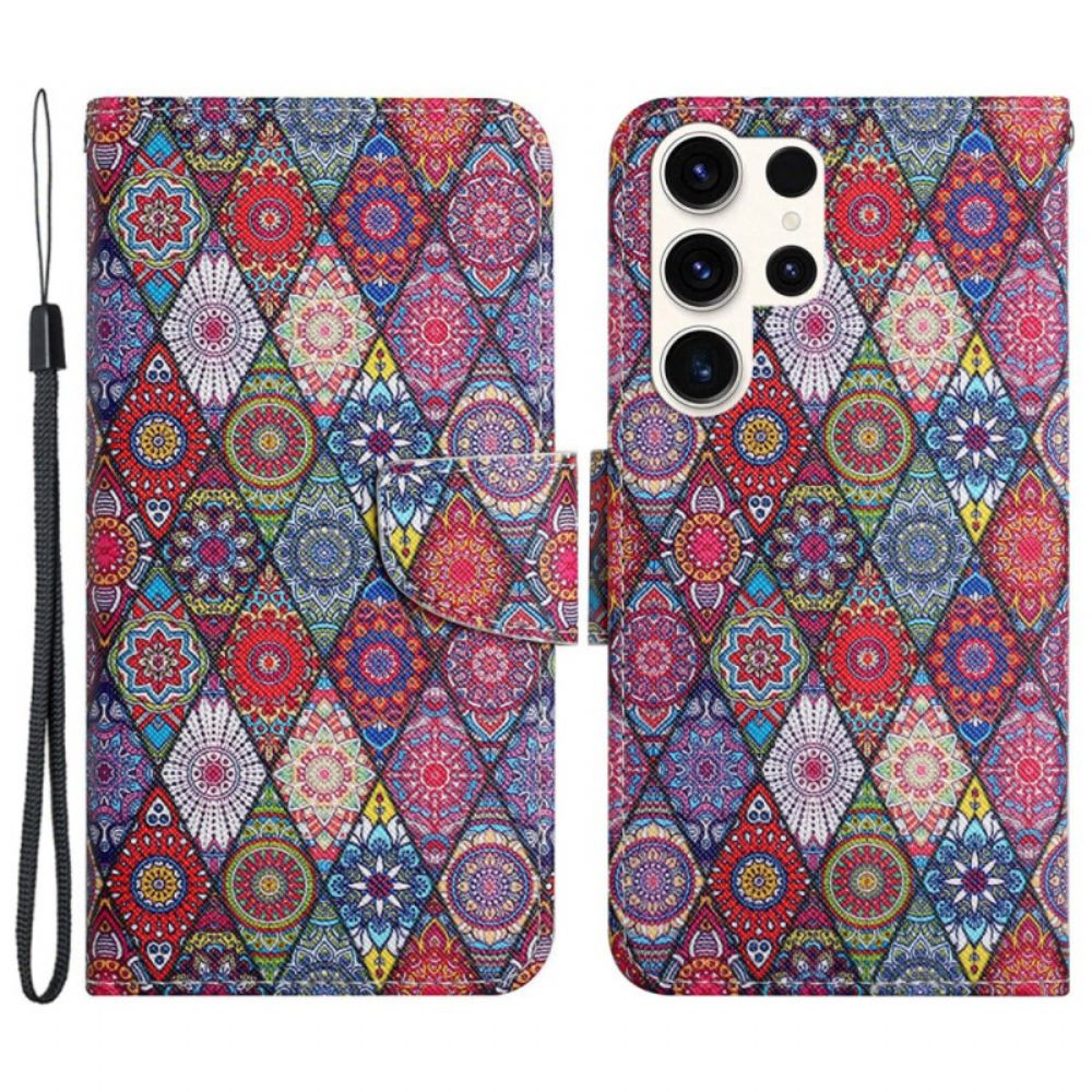Kožený Kryt Samsung Galaxy S24 Ultra 5g Lanyard Kaleidoskop