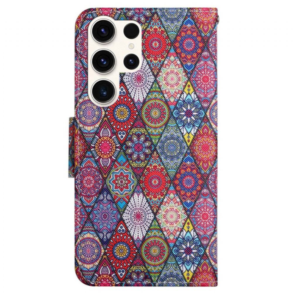 Kožený Kryt Samsung Galaxy S24 Ultra 5g Lanyard Kaleidoskop